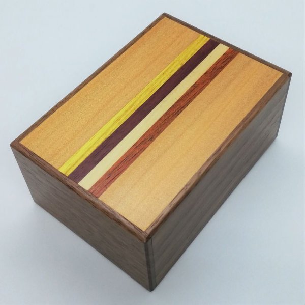 Photo1: 12 steps Natural wood 4 sun Japanese puzzle box Himitsu-bako (1)