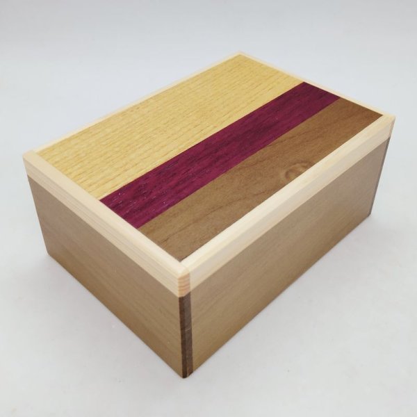 Photo1: 14 steps Natural wood 4 sun Japanese puzzle box Himitsu-bako 240810 (1)