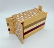 Photo5: 27 steps Natural wood/Ichimatsu 4 sun Japanese puzzle box Himitsu-bako (5)