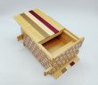 Photo3: 27 steps Natural wood/Ichimatsu 4 sun Japanese puzzle box Himitsu-bako (3)