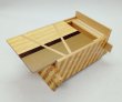 Photo4: Double Compartment 7+7 steps Natural wood (Line) 4 sun Japanese puzzle box Himitsu-bako (4)