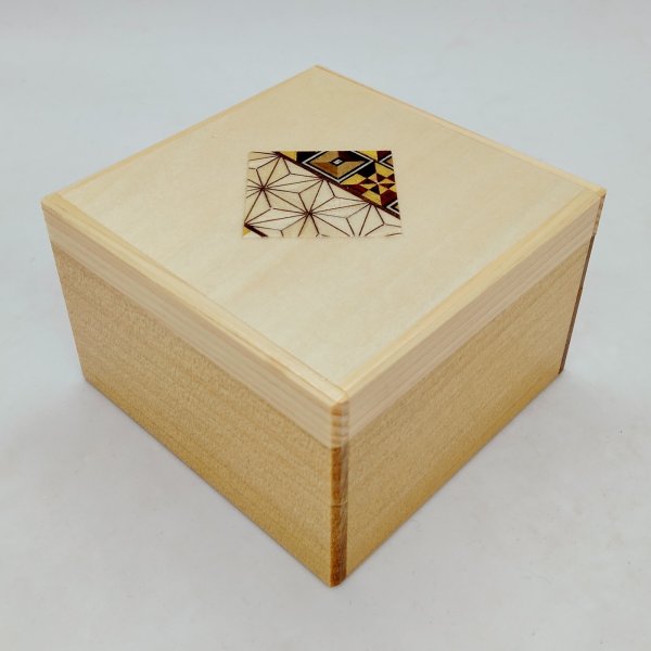 Photo1: Square 12 steps One-point yosegi Japanese puzzle box Himitsu-bako (1)