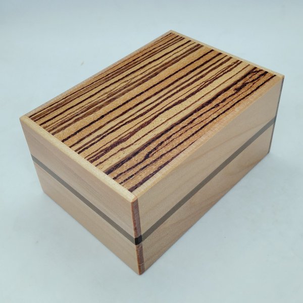 Photo1: 27 steps Zebra wood 4.2 sun Japanese puzzle box Himitsu-bako (1)