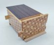 Photo6: 18 steps Rosewood/Ichimatsu 4 sun Japanese puzzle box Himitsu-bako  (6)