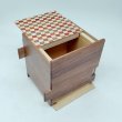 Photo3: 18 steps Ichimatsu/Walnut wood 3 sun Cube Japanese puzzle box Himitsu-bako (3)