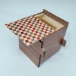 Photo2: 18 steps Ichimatsu/Walnut wood 3 sun Cube Japanese puzzle box Himitsu-bako (2)