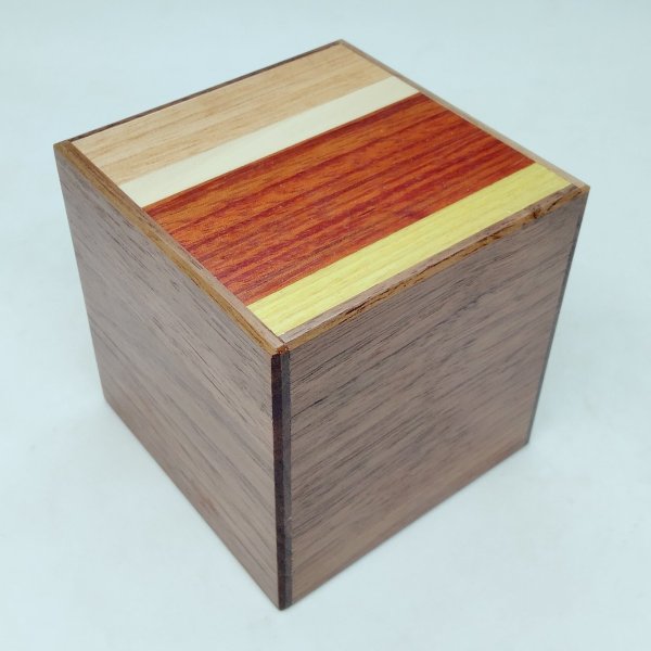 Photo1: 18 steps Natural wood 3 sun Cube Japanese puzzle box Himitsu-bako (1)