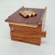 Photo7: 12 steps one-point ichimatsu/walnut wood 3 sun Japanese puzzle box Himitsu-bako (7)