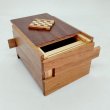 Photo6: 12 steps one-point ichimatsu/walnut wood 3 sun Japanese puzzle box Himitsu-bako (6)