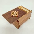 Photo2: 12 steps one-point ichimatsu/walnut wood 3 sun Japanese puzzle box Himitsu-bako (2)