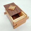 Photo3: 12 steps one-point ichimatsu/walnut wood 3 sun Japanese puzzle box Himitsu-bako (3)