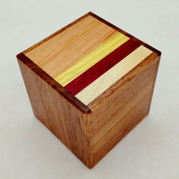 Photo1: 12 steps Cube Natural wood 2 sun Japanese puzzle box Himitsu-bako (1)