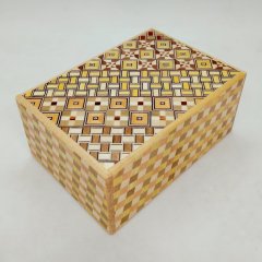 18 steps Yosegi/Ichimatsu 4 sun Japanese puzzle box Himitsu-bako 