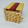 Photo5: 12 steps Natural wood / ichimatsu 3 sun Japanese puzzle box Himitsu-bako (5)